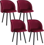 Set da 4 Sedie da Pranzo in Velluto Rosse - Ergonomiche e con Braccioli - Sedie da Pranzo per il Tavolo da Cenare - 39x45x84 cm