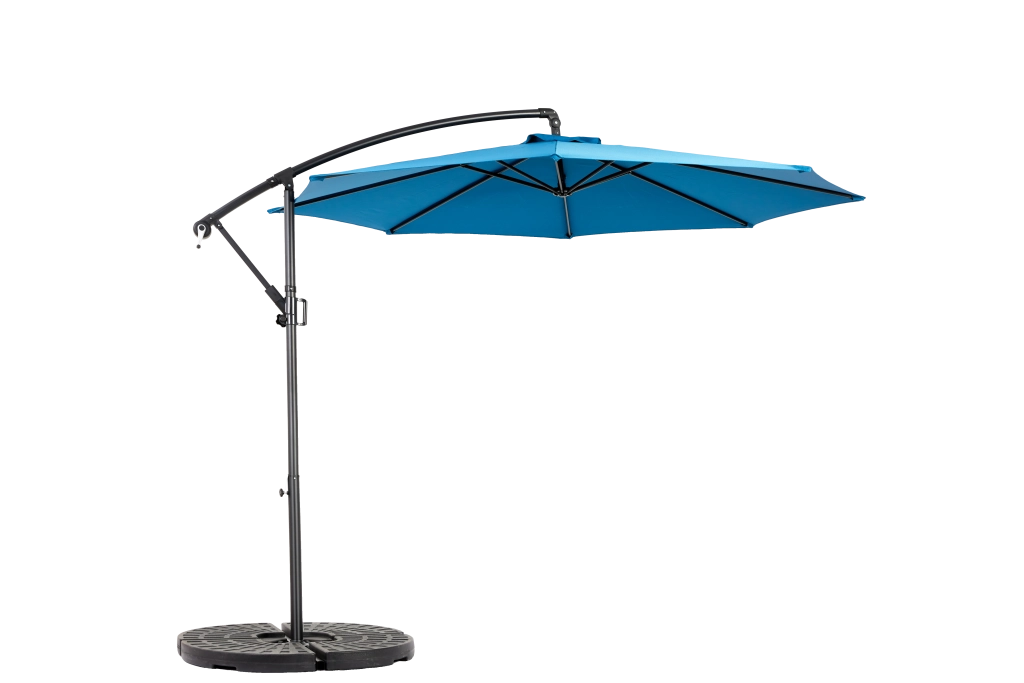 Ombrello Esterno Doppio Lato Rettangolare Grande 14.8 Ft con Manovella Blu Senza Base