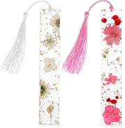 Pagine con fiori essiccati e pennelli - Set da 2 pezzi - Marcatori di pagina per donne - Accessori per libri - Regalo per appassionati di lettura - Lettori - Letterati - Studenti - Docenti