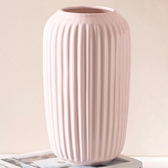 Vaso decorativo ceramico per fiori, moderno vaso per tavolo da interni - 25 cm, rosa