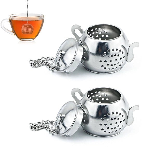 Due pezzi - Filtro a maglie fine per tè - Con catena - Filtro per tè in polvere - Filtro a maglie extra fine - Infusore per tè - Filtro a maglie fine per tè - Ei per tè in rame - Infusore per tè - Ei per tè - Infusore per tè