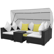 Set Divani da Giardino 7 pz con Tettoia in Polyrattan Nero 42750