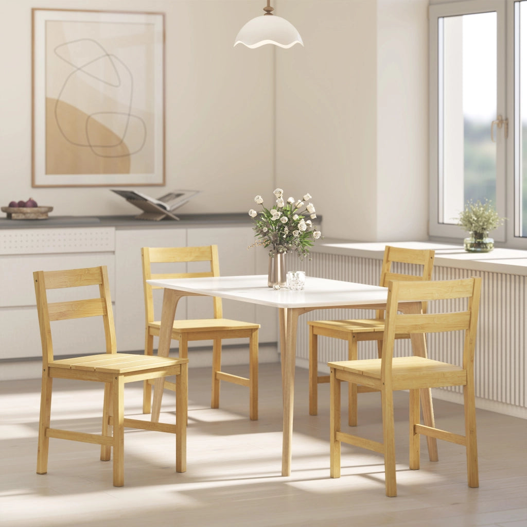 Set di 2 Sedie da Pranzo in Bamb¨´ ¨C Zephmum ¨C Naturale Senza Braccioli