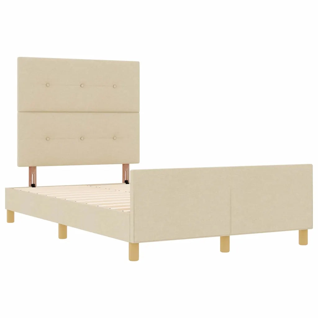 Struttura del letto con testiera Crema 120 x 190 cm Tessuto