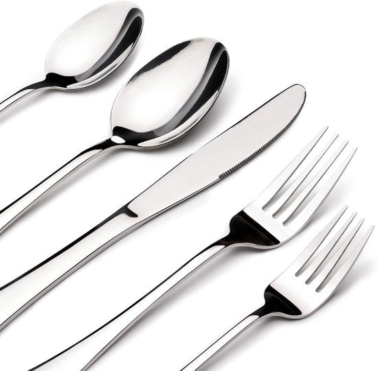 Set da tavola per 8 persone, 40 pezzi, set di posate in acciaio inossidabile robusto comprensivo di forchetta, coltello da steak e cucchiaio, idoneo per lavastoviglie, set di regalo per una casa di benvenuto o un matrimonio.