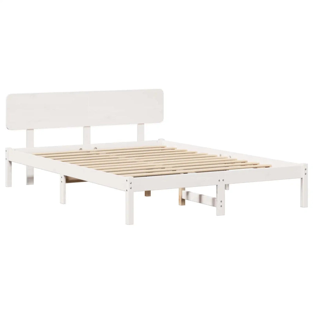 Struttura del letto Bianco 150 x 200 cm Pino massello 872102