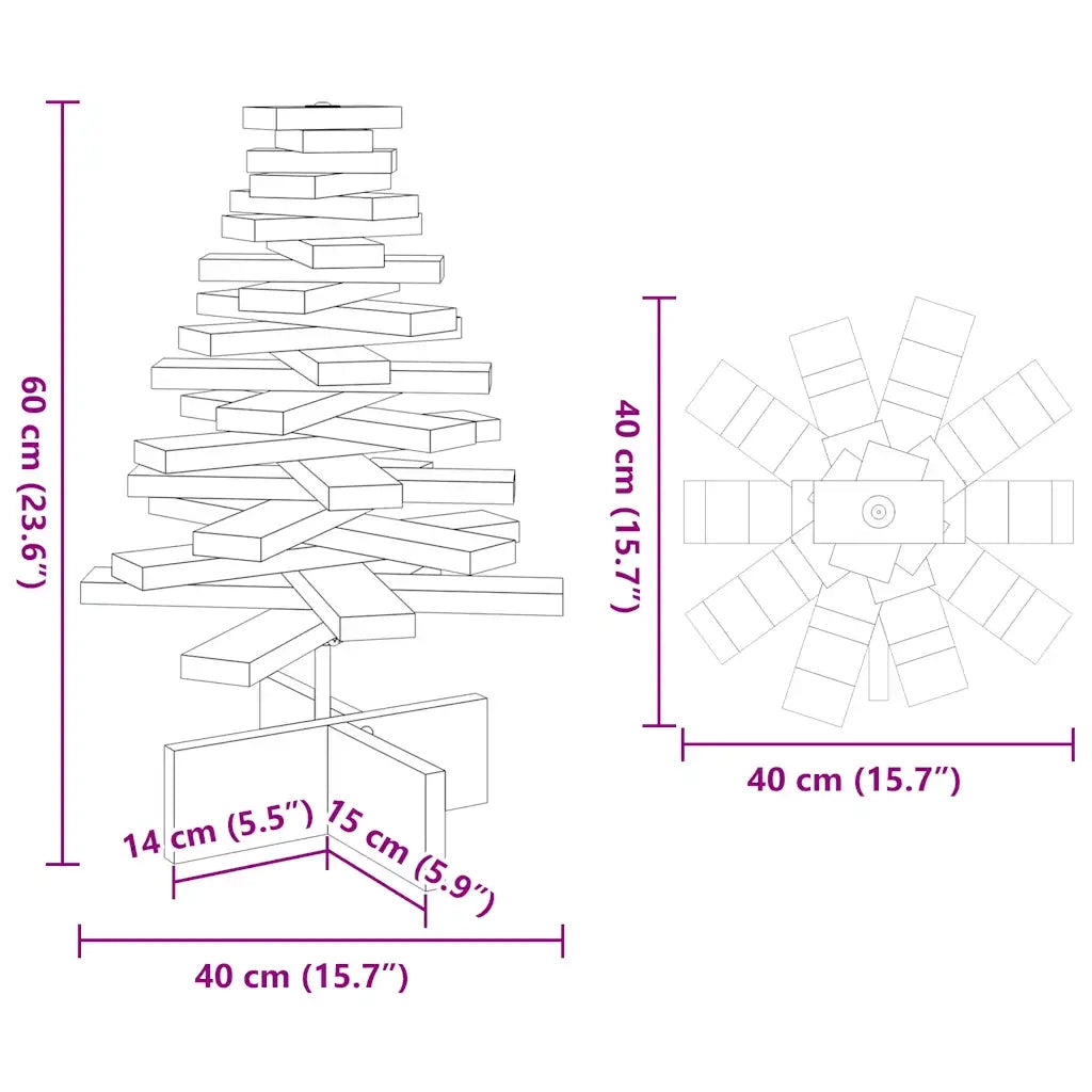 Albero di Natale Decorativo-Decorazioni natalizie Bianco 60 cm Legno Massello di Pino
