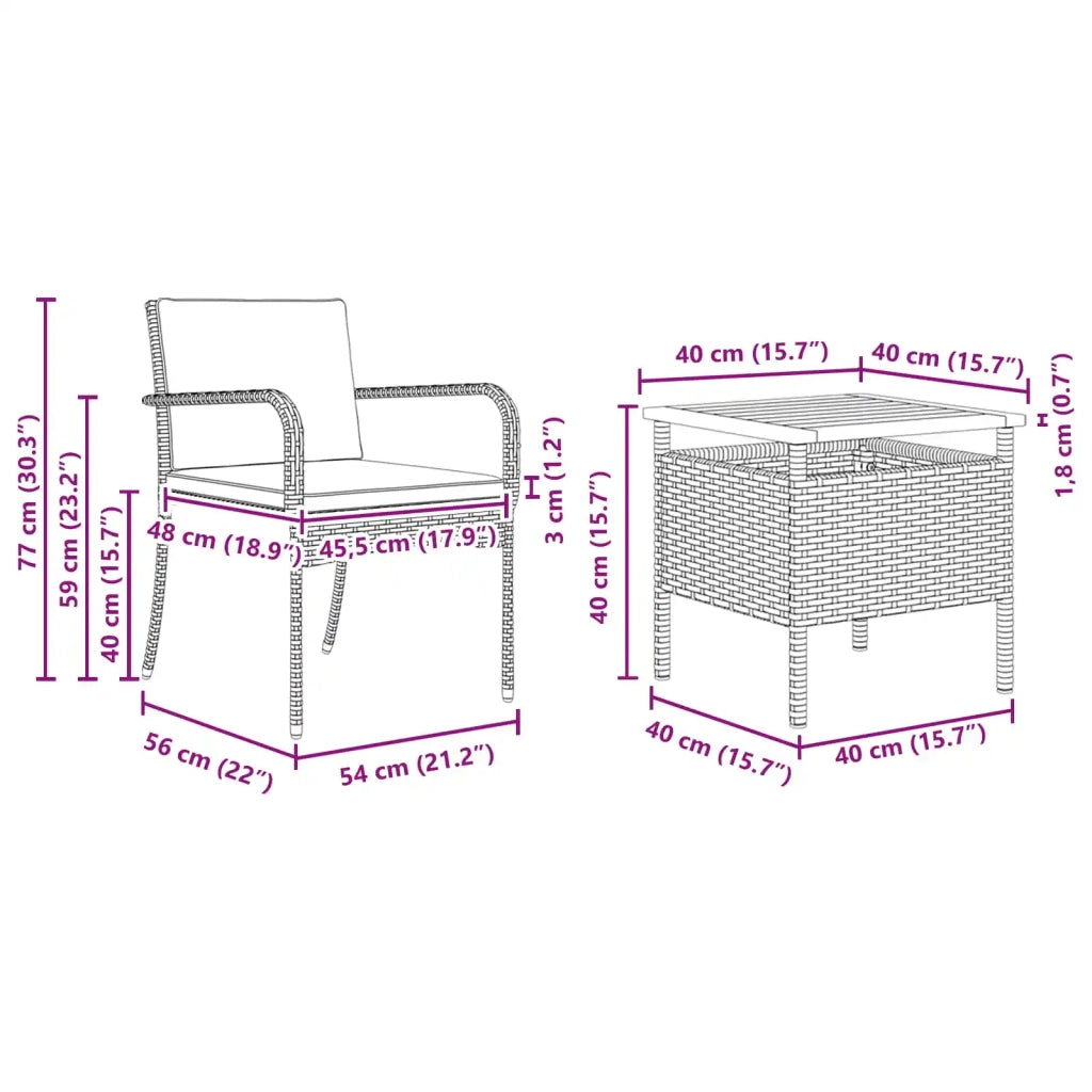 Set da giardino Nero polyrattan 42025109
