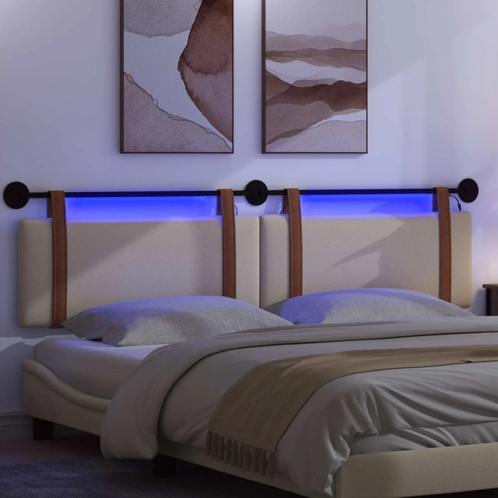 Testiera sospesa Con luce LED Crema PU Antico