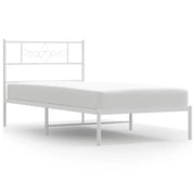 Letto singolo | Letto per adulti | Giroletto senza Materaso con Testiera Metallo Bianco 75x190 cm