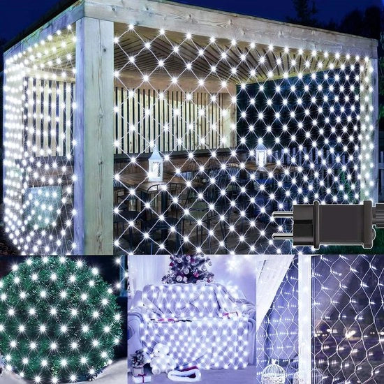 Luce LED con 200 led, 3 x 2 m, con presa, 8 modalità, IP65 impermeabile all'acqua, per Natale, festa, camera da letto, parete, matrimonio, camera da letto, arredamento di casa, bianco