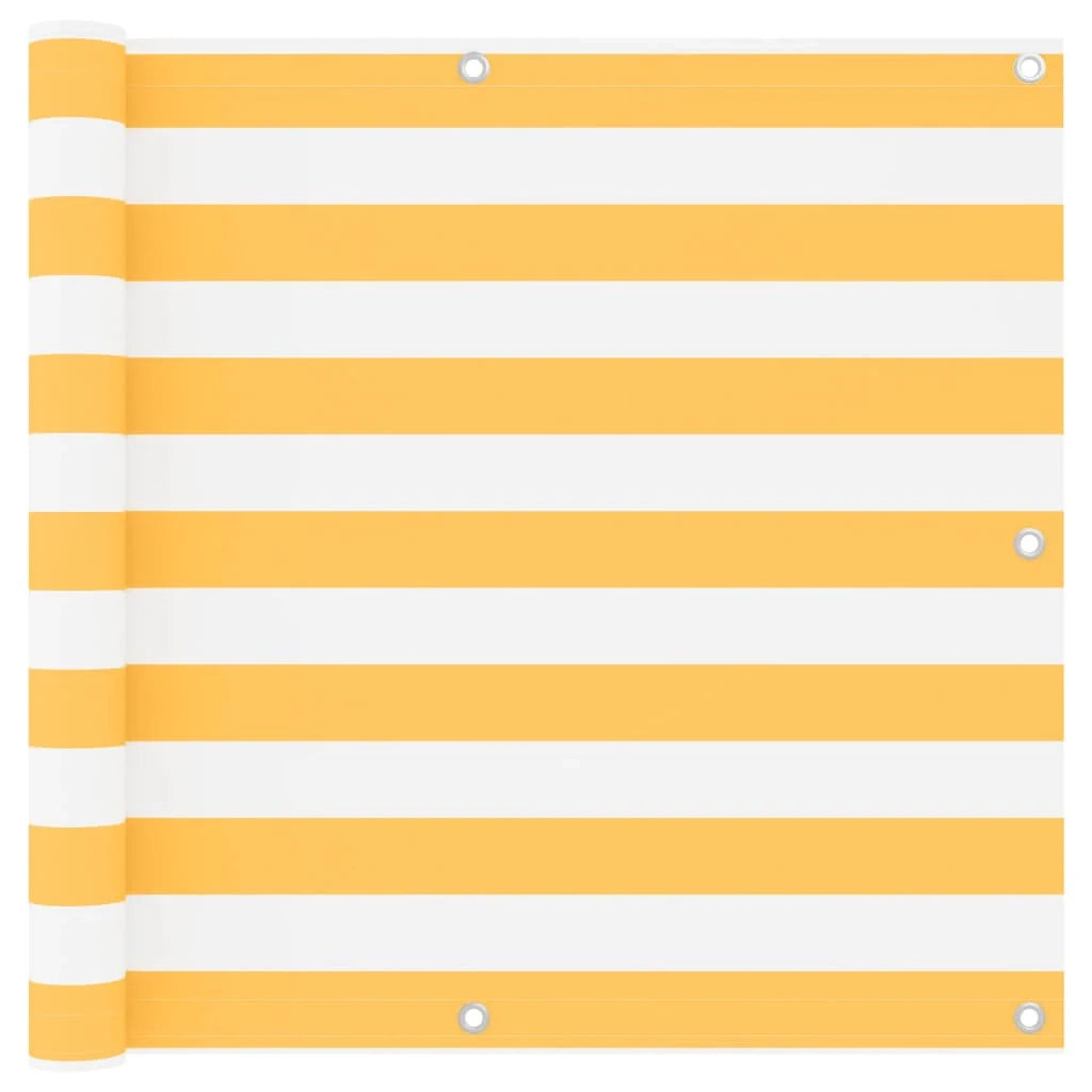 Paravento per balcone frangivista 90 x 400 cm tessuto Oxford bianco e giallo 02_0010083