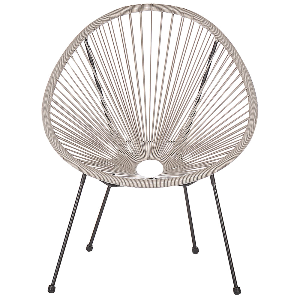 Set da Esterno Tavolino e 2 Sedie Grigio Chiaro Rattan Sintetico Moderno