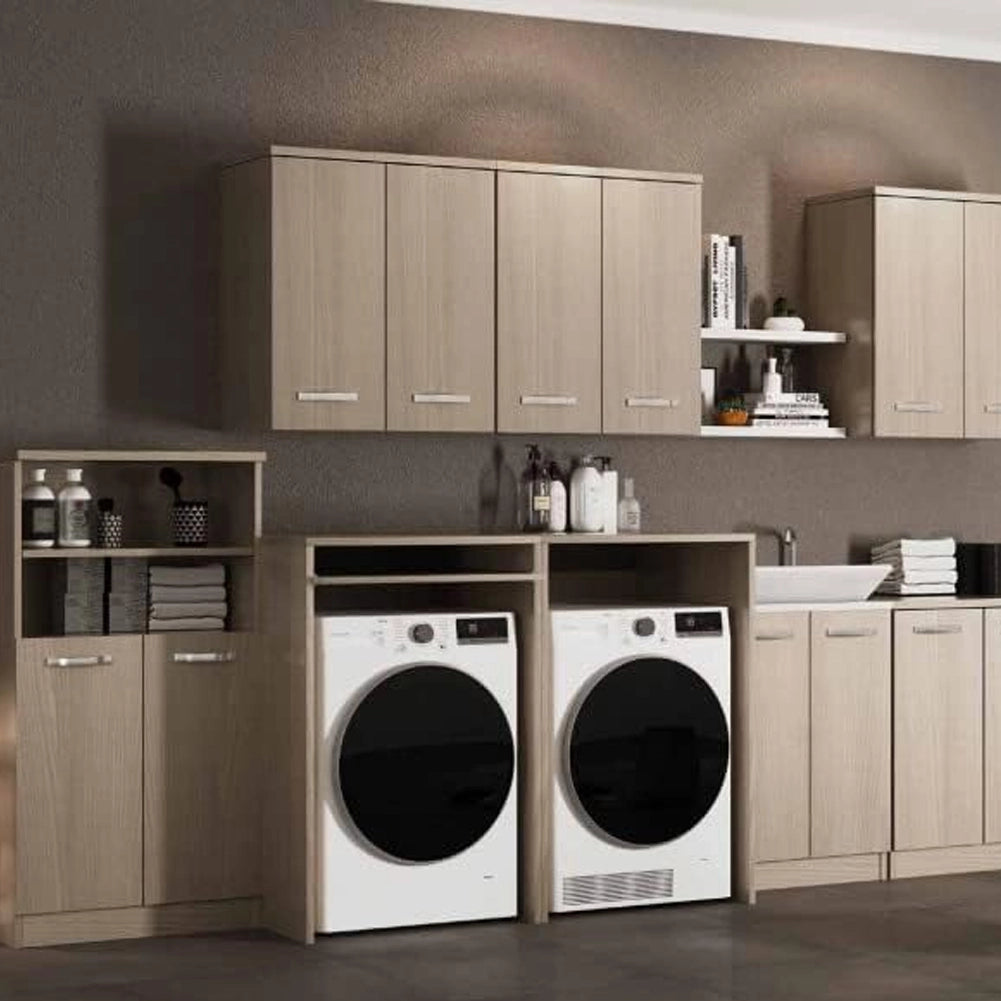Mobile Mobiletto Coprilavatrice in legno bagno lavanderia 105x71x65 Olmo