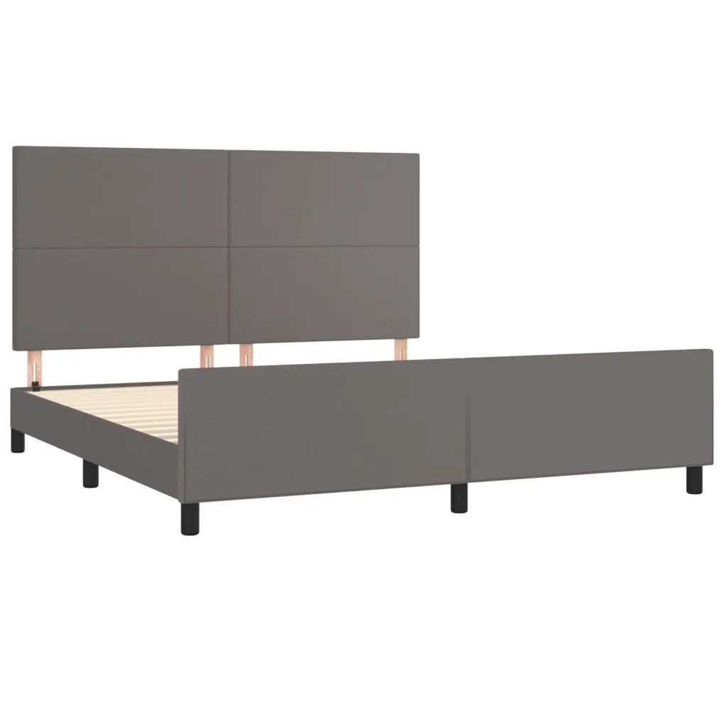 Giroletto con Testiera Grigio 160x200 cm in Similpelle 3125461