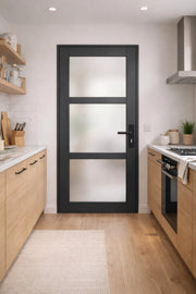 Blocco porta in vetro Blakeria RAL7016 H204 x L73 Pannello laterale a spinta sinistro + maniglia