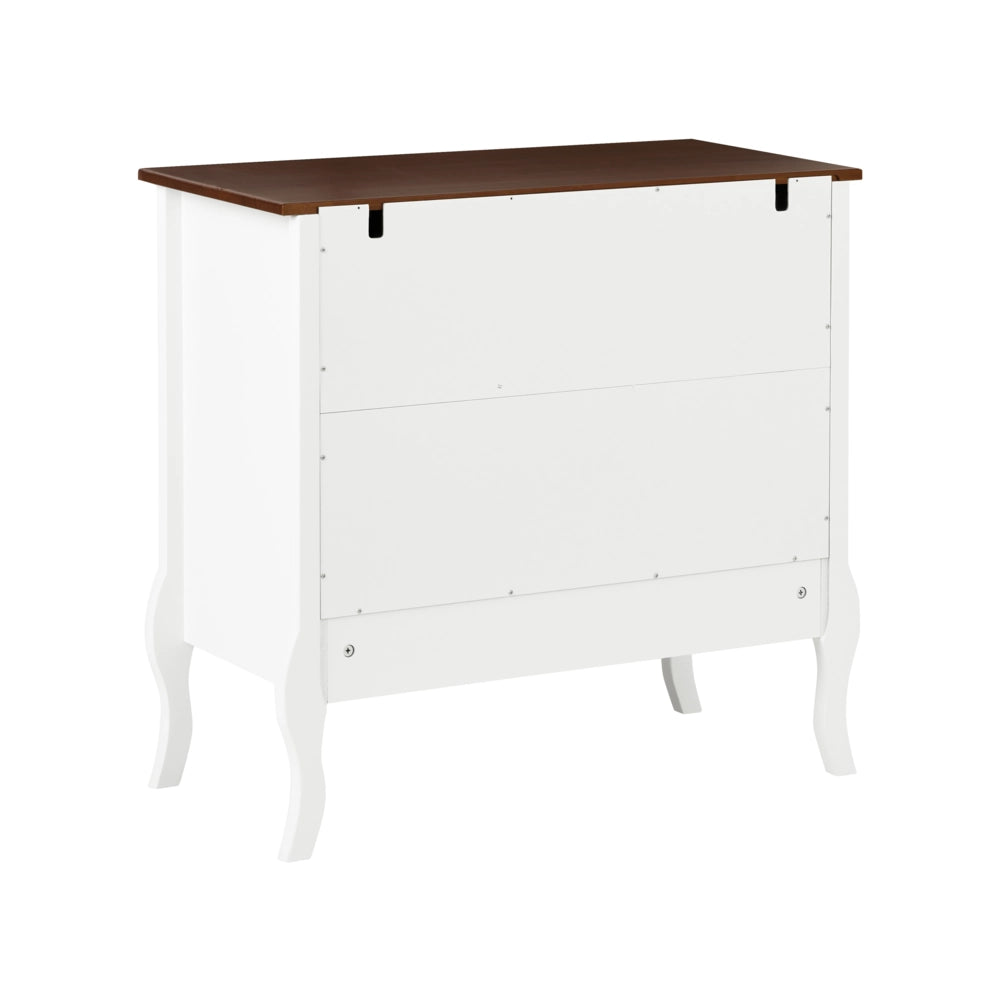 Comò in MDF bianco con gambe cabriole, stile rustico francese shabby chic