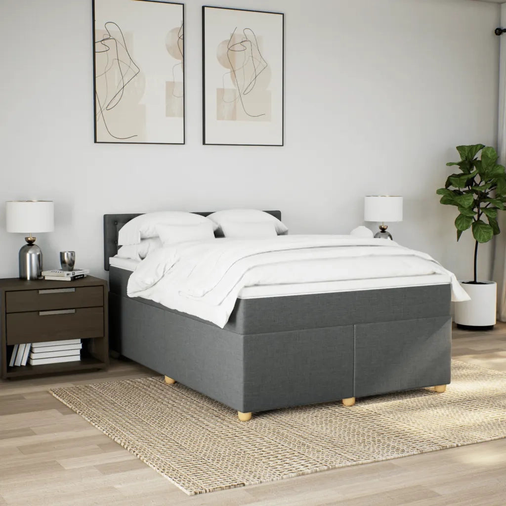 Giroletto a Molle con Materasso Grigio Scuro 140x200cm Tessuto 3289018