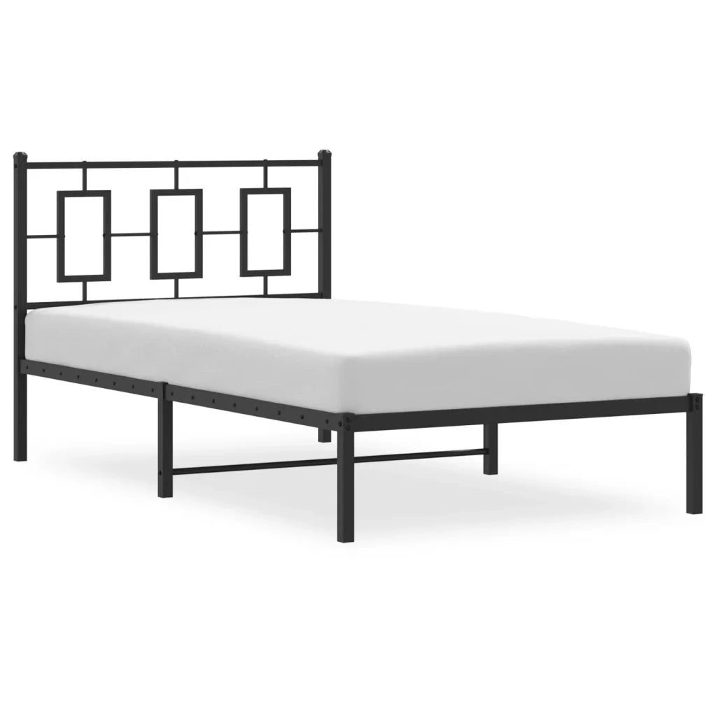 Giroletto con Testiera in Metallo Nero 100x190 cm