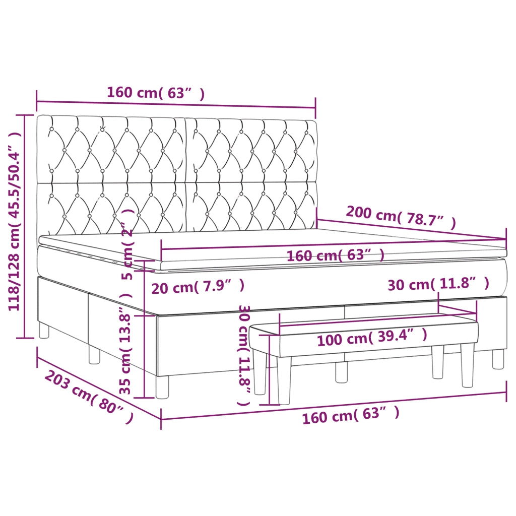 Giroletto a Molle con Materasso Tortora 160x200 cm in Tessuto 3137409