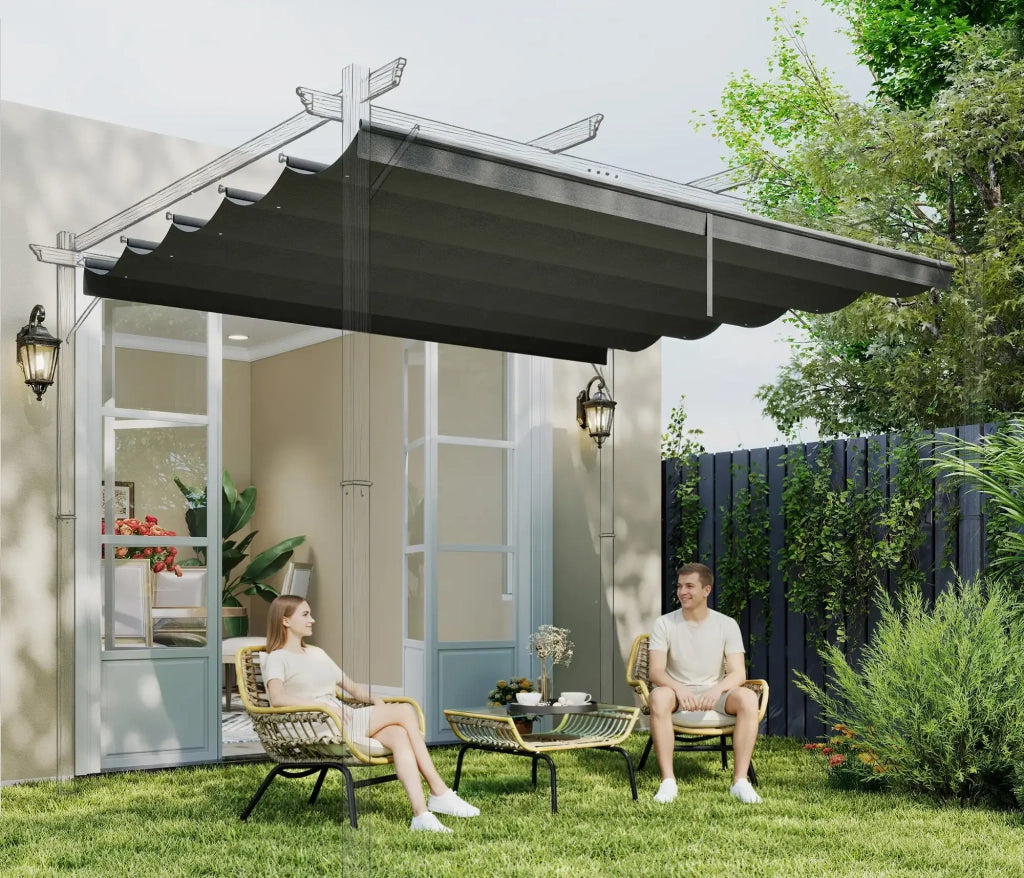 Telo di Ricambio per Pergola da Giardino 350x260 cm in Poliestere Grigio Scuro