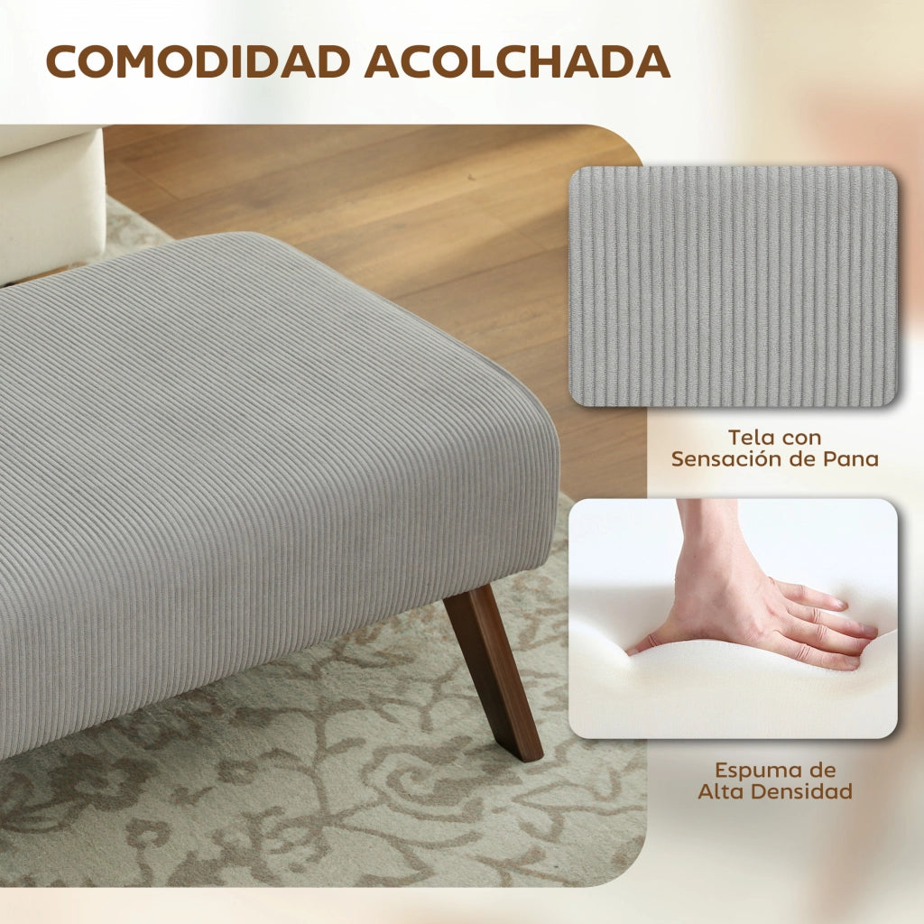 Tavolino Basso con Poggiapiedi Imbottito ¨C zephmum ¨C Grigio Legno 69x47x36 cm