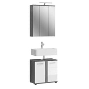 Set di mobili da bagno WILLIAM – Grigio scuro e bianco – 64x191x34 cm – Con LED