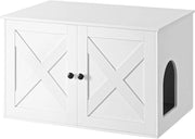 Feandrea Mobile Lettiera per Gatti con Divisorio Rimovibile, Cassetta per Gatti per Interno, Tavolino, 80 x 53 x 50 cm, Bianco PCL002W01