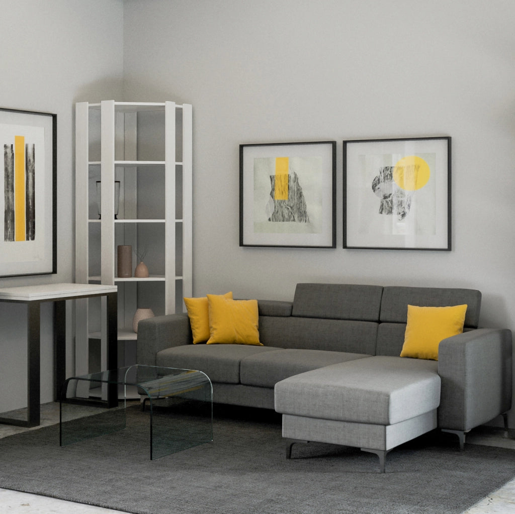 Libreria Angolare Moderna 5 Ripiani 60,3x60,3x205 cm in nobilitato Bianco