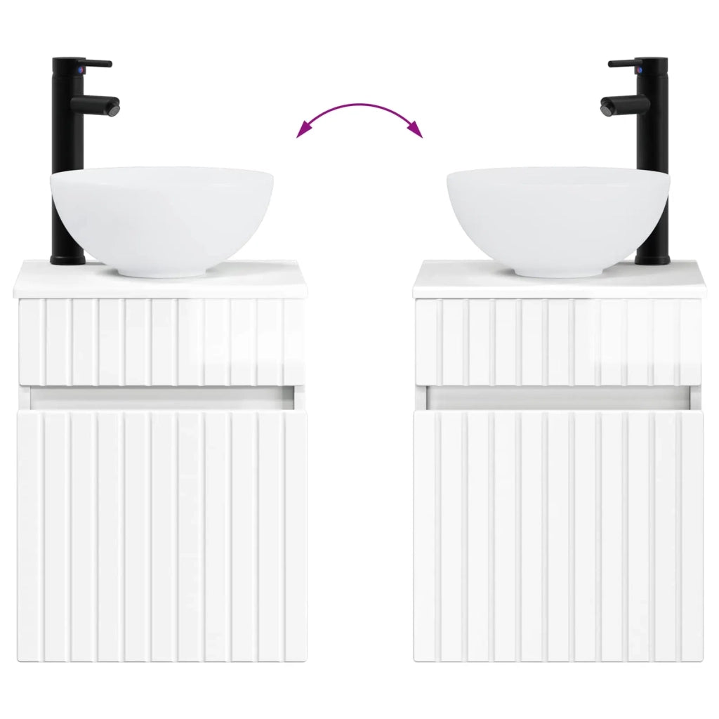 Set di mobili per il bagno 2 pz Bianco Lucido 3406137