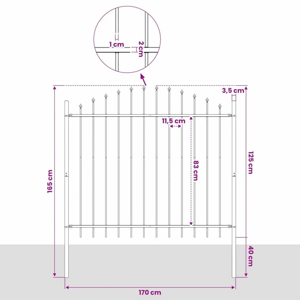 Recinzione da Giardino Woerden con Punta a Lancia in Acciaio 170x125 cm Nero 144942