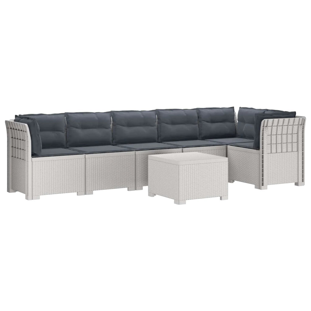 Divano da Giardino 6 Posti con Cuscini Aspetto Rattan PP Bianco 3444133