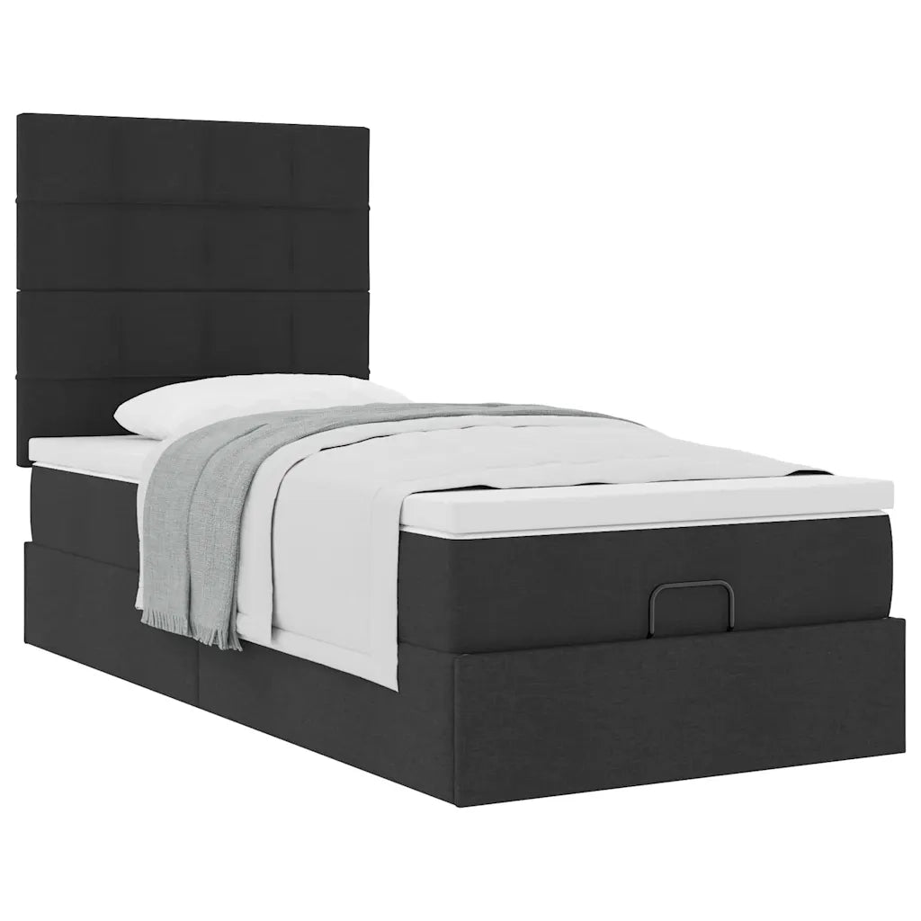 vidaXL Pouf Letto con Materasso Nero 100x200 cm in Tessuto