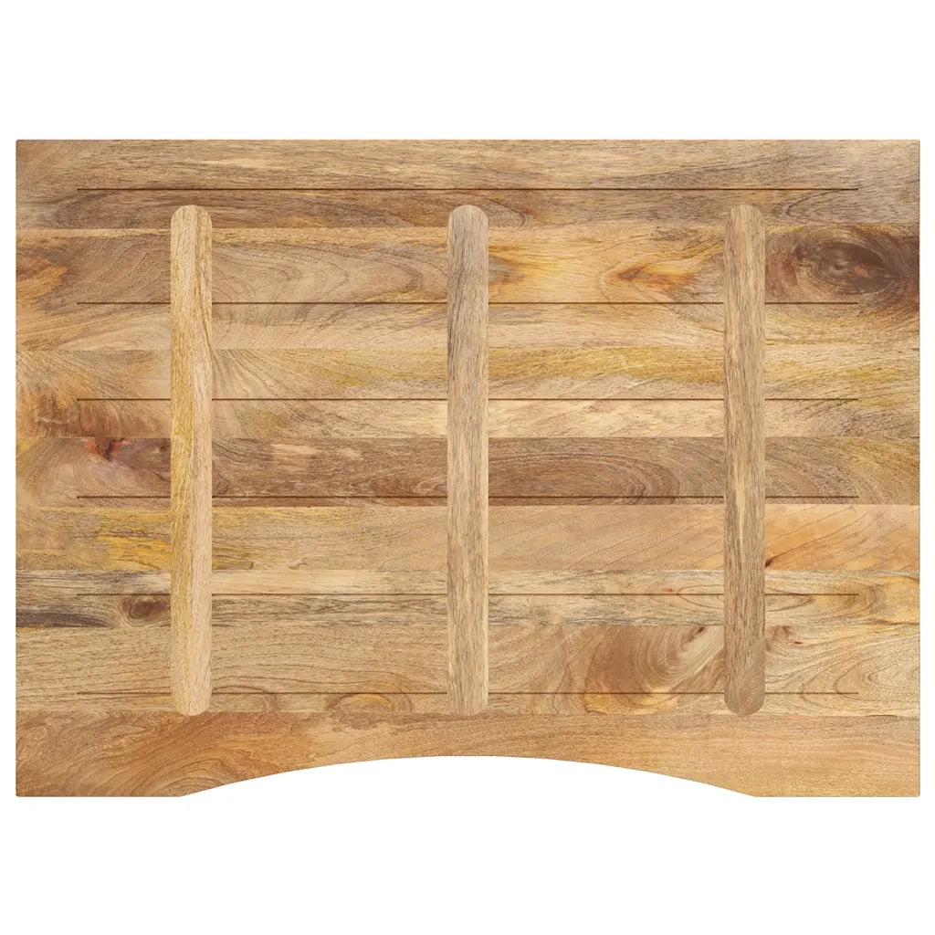 Piano Tavolo | Superficie Tavolo | Piano Scrivania con Curva 100x80x2,5cm Massello Grezzo di Mango