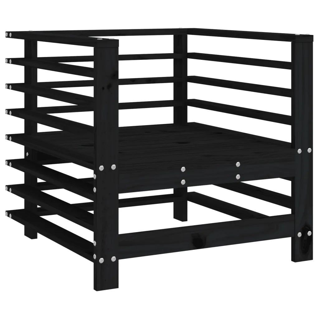 Sedia da patio-Sedie da Giardino 2 pz Nere in Legno Massello di Pino 140145