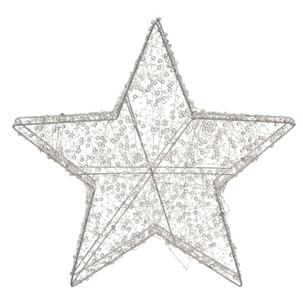 Decorazione natalizia da esterno a LED Stella 50 cm Decorazione natalizia da giardino Illuminata Argento