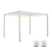 Pergola elettrica 3x4m in alluminio con illuminazione a led, bianco