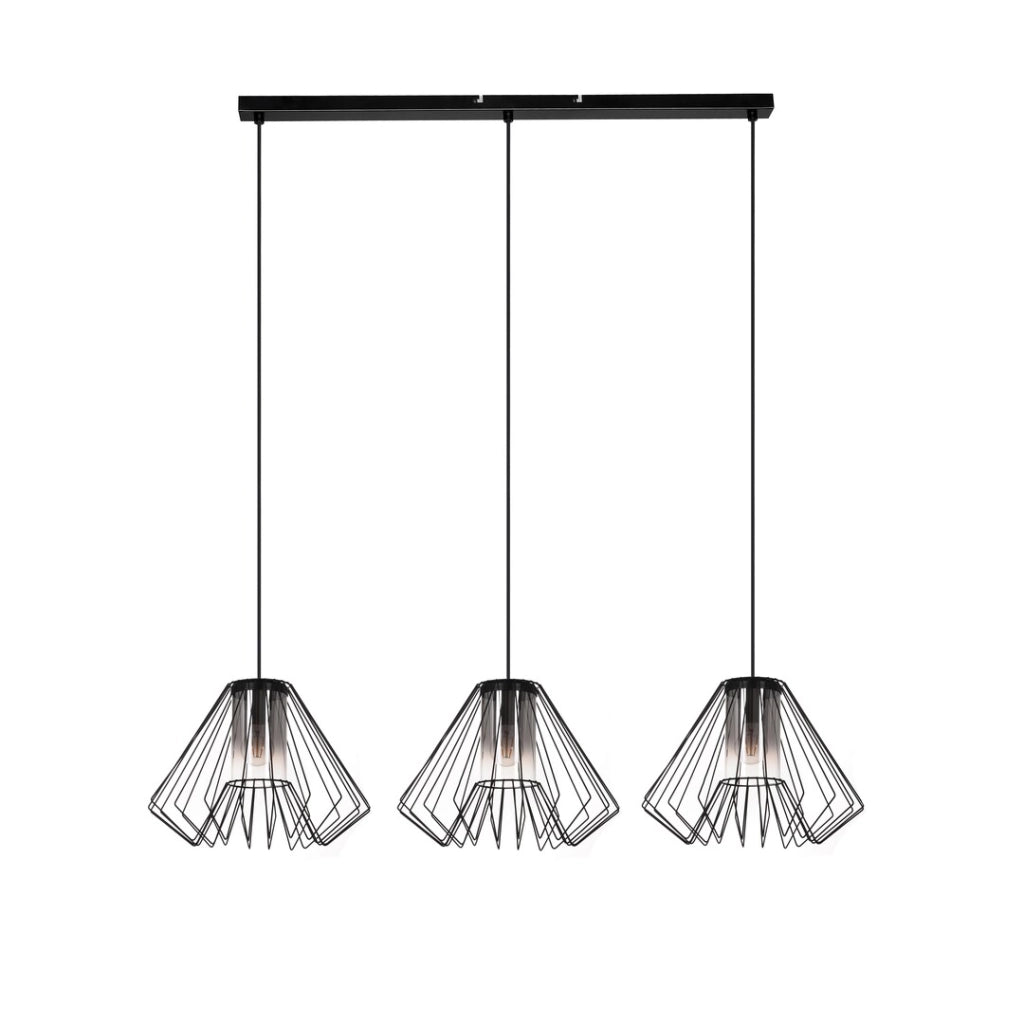 Lampada sospesa nera industriale con 3xE27 Rabalux Emerencia