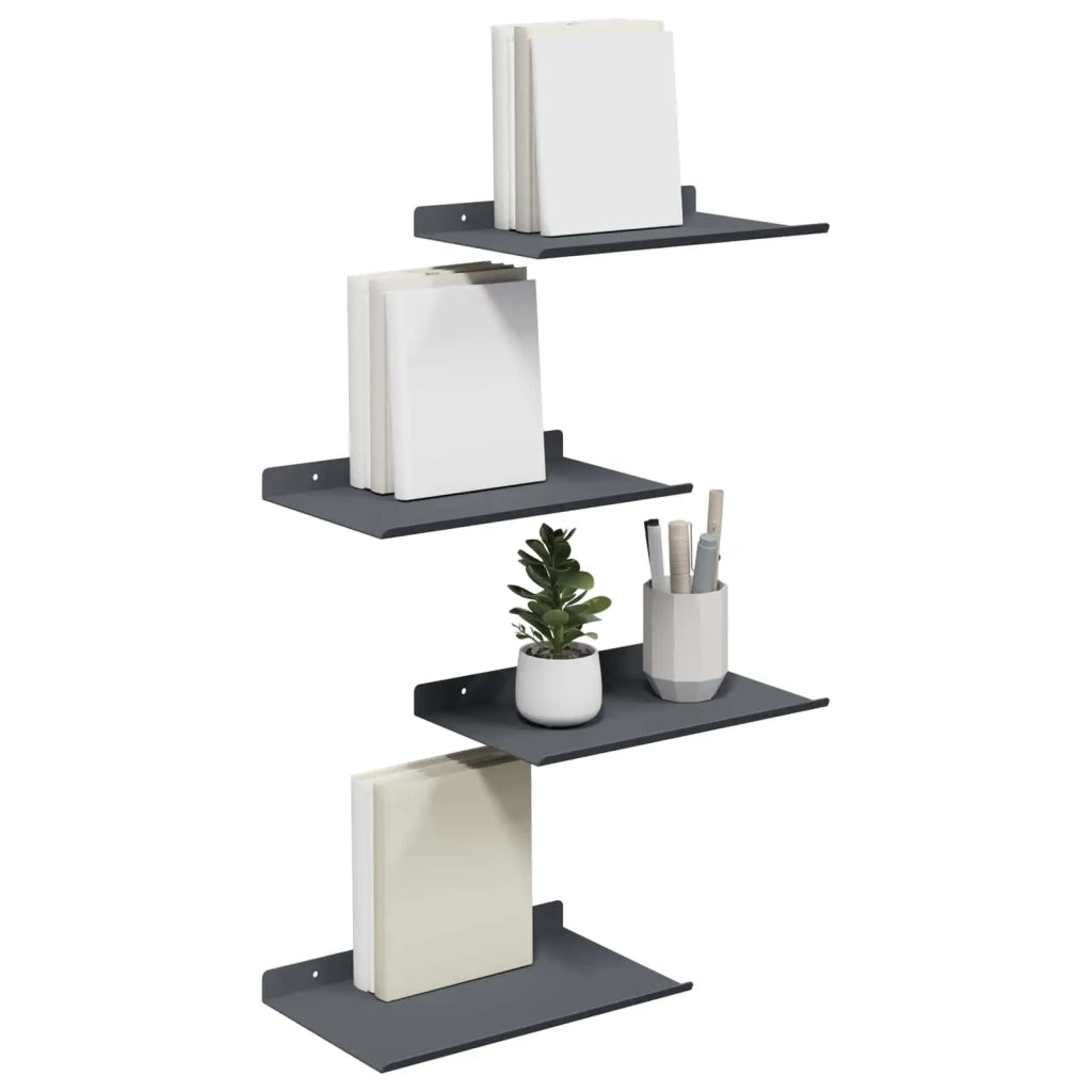 Mensola sospesa 4 pcs Antracite 30 x 18 x 2,5 cm Acciaio