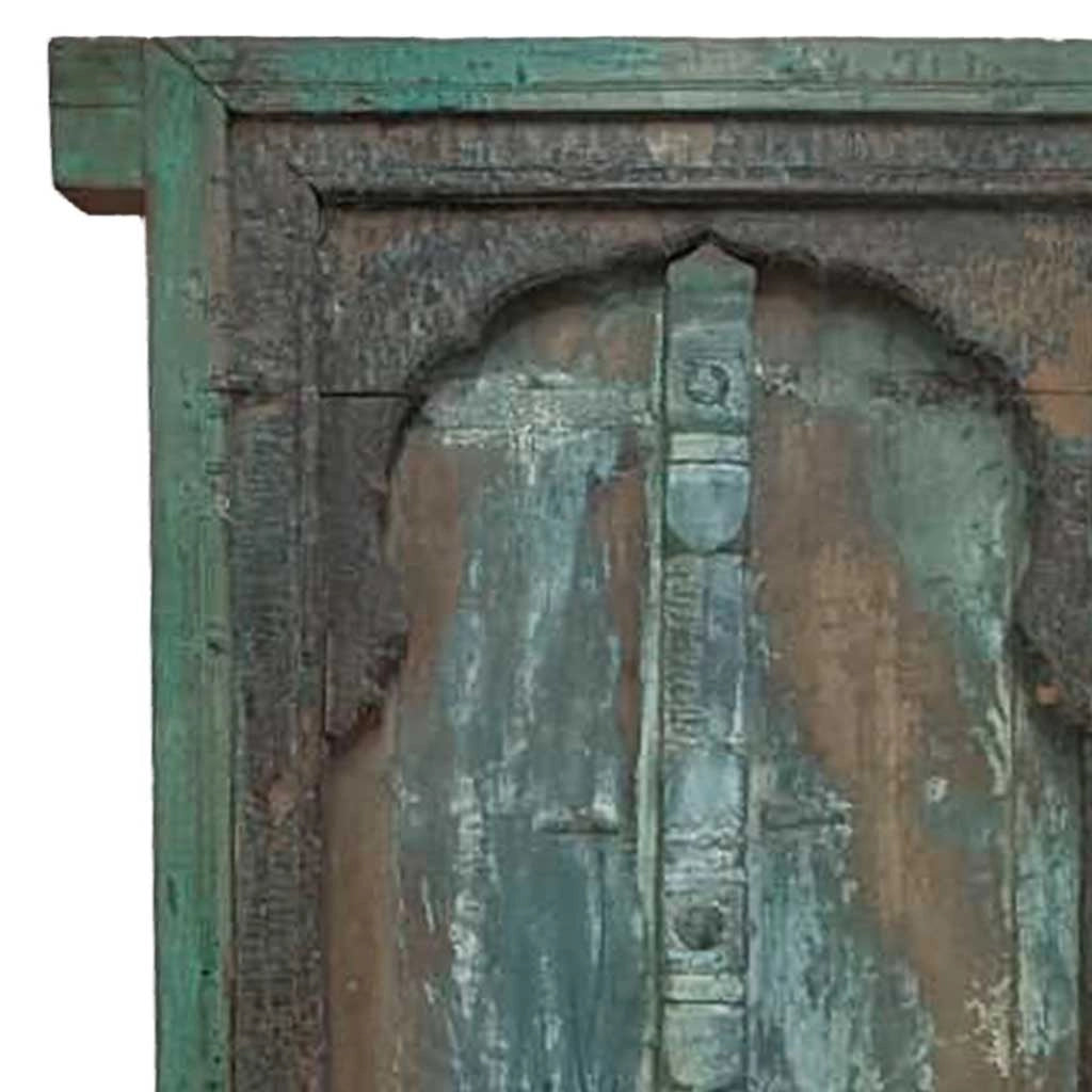 Finestra in legno con finitura artigianale blu, 80x10x153h cm