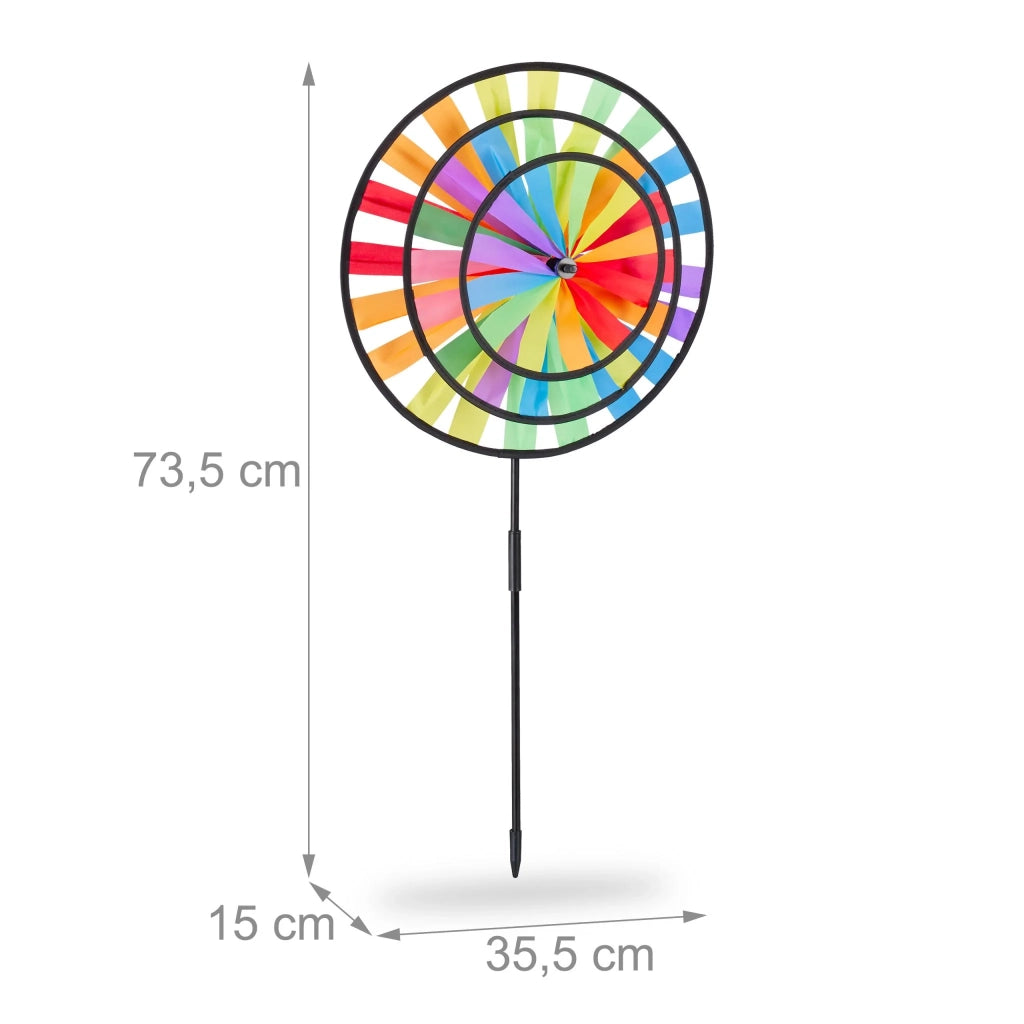 Mulino a vento decorativo arcobaleno giardino balcone 73,5 x 35,5 x 15 cm in plastica multicolore 13_0004832
