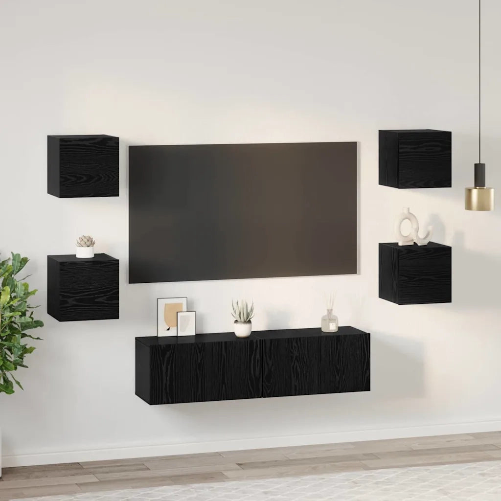 Set mobile TV 6 pcs Rovere Nero Legno multistrato 3393142