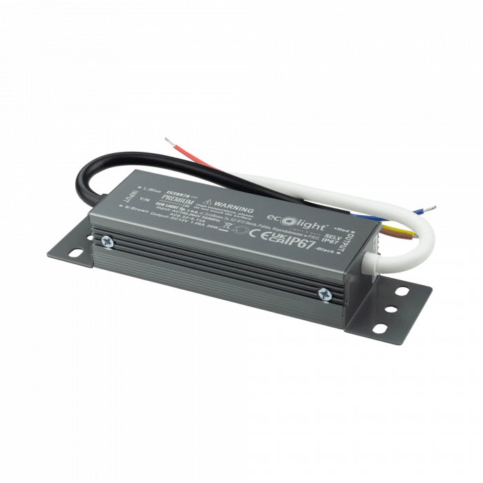 Alimentatore LED stagno Premium 20W 12V IP67 Ecolight