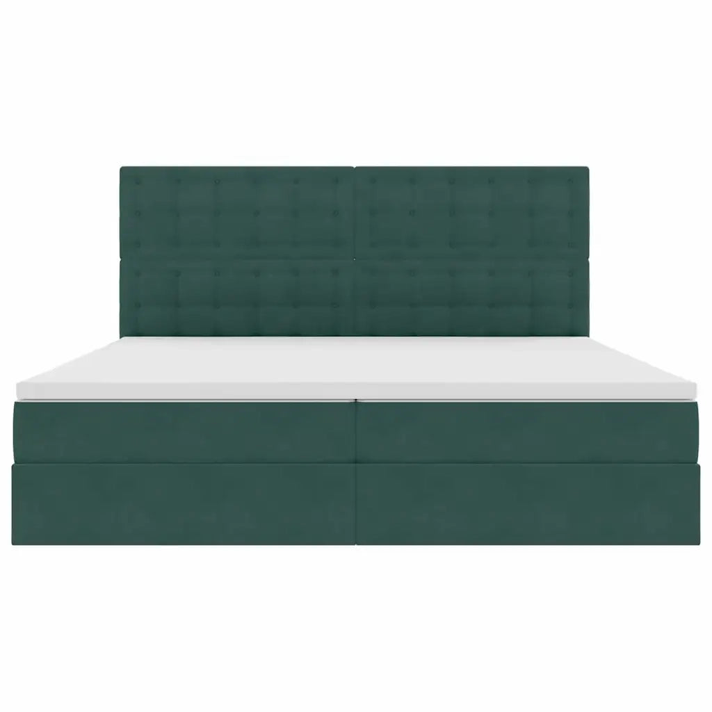 Letto con contenitore e materasso Verde Scuro 200 x 200 cm