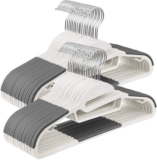 Set di appesi per abiti a 50 pezzi - Antiscivolo - Apertura a forma di U - Spazievitore - Asse 360° rotativo - Massima capacità di carico 5 kg