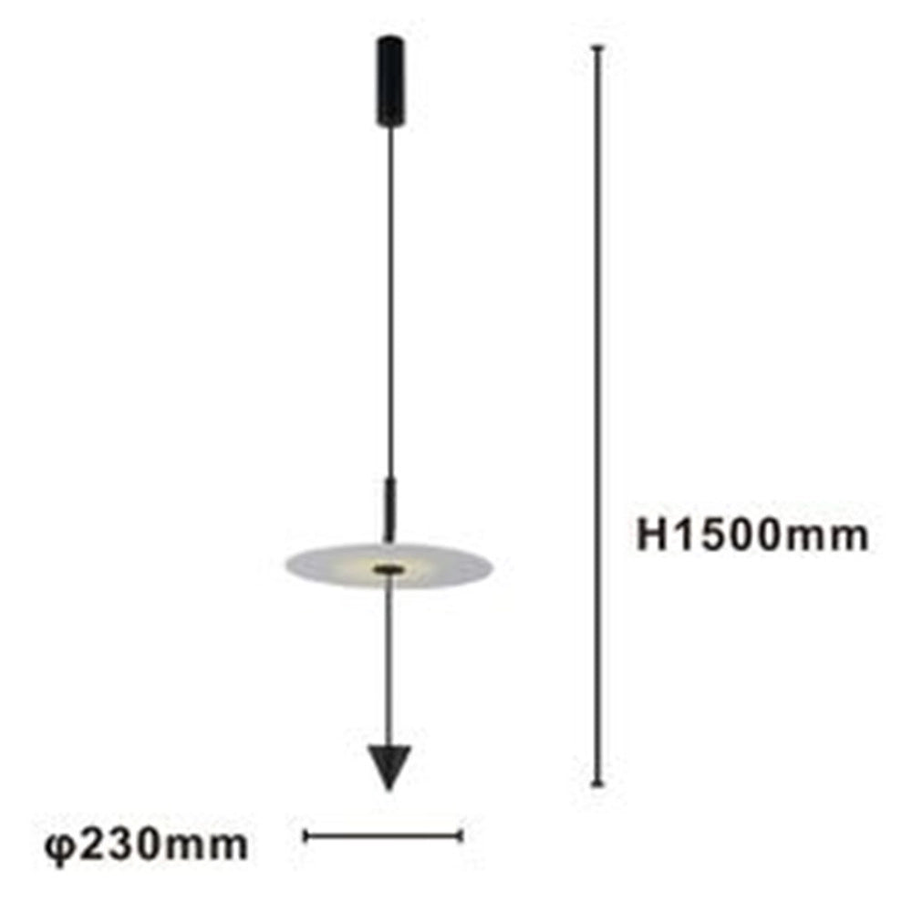 Trade Shop - Lampadario A Sospensione Lampada 12w Luce Led 4000k Disco Bianco ø23cm Cono Nero 32996 -