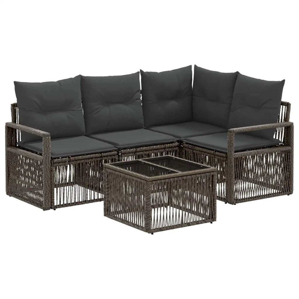 Set Divano da Giardino 5 pz | Set Salotto da Giardino Grigio polyrattan