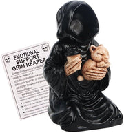 Figura di Grim Reaper personalizzabile, supporto emotivo, decorazione Halloween divertente, figura di badessa gotica nera per ufficio, casa, colleghi, decorazione di ufficio (B)