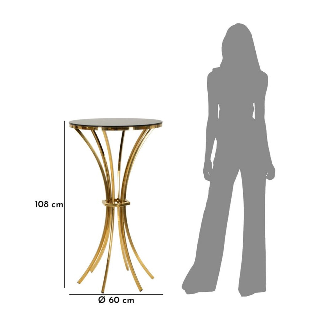 Tavolo Bar VKH878, Oro, Vetro, 60x60x108 cm
