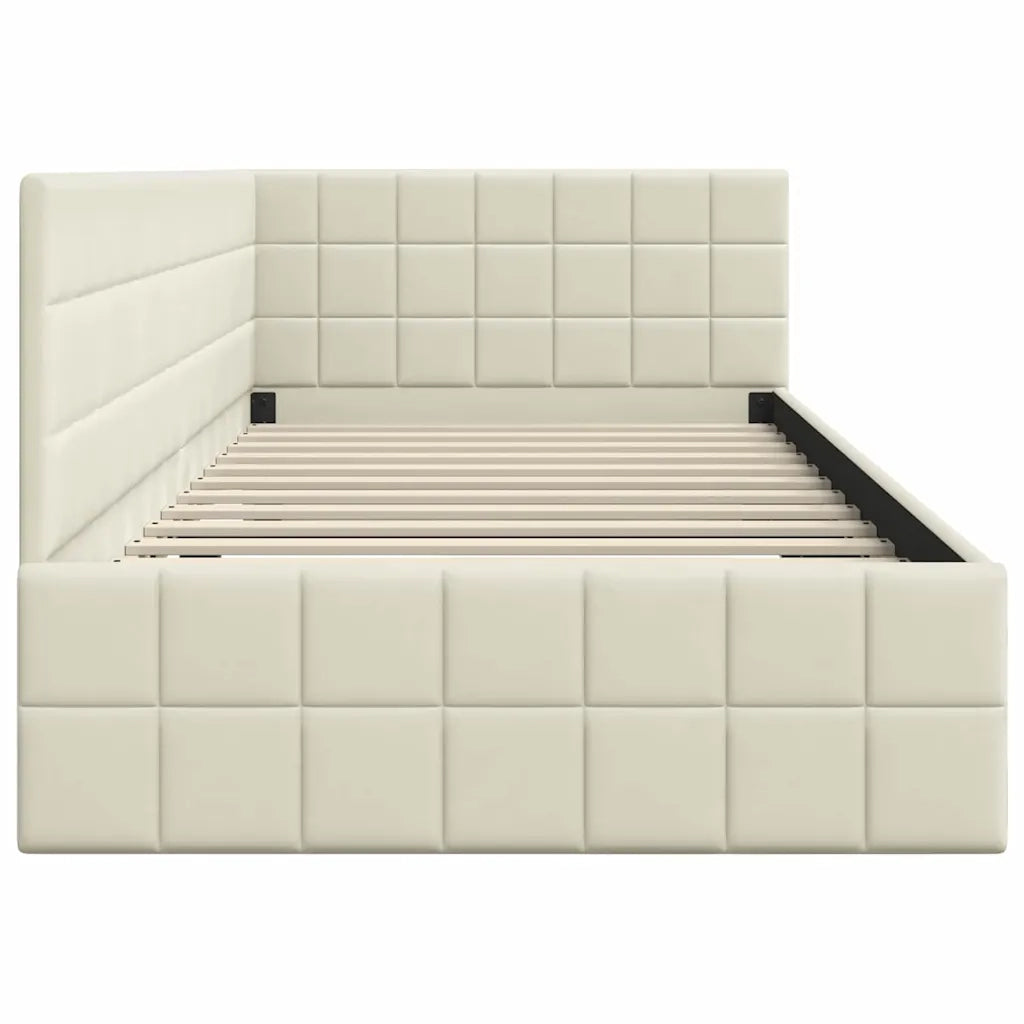 Cornice del letto ad angolo Crema 100 cm x 200 cm Velluto 42016405